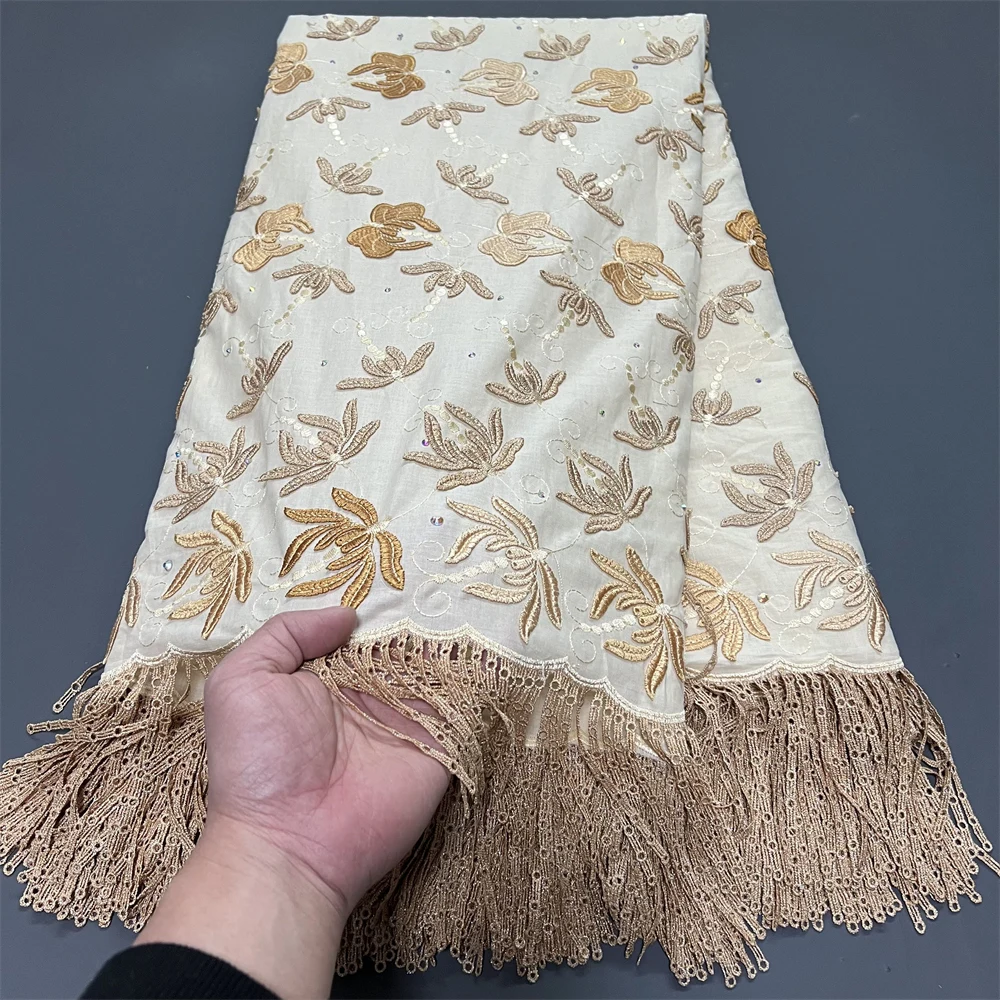 

Ткань из тюля и кружева для шитья платьев, дамасский хлопок, высококачественная чистая вышивка, для свадеб и торжеств, нигерийская, 5 ярдов, hz1404