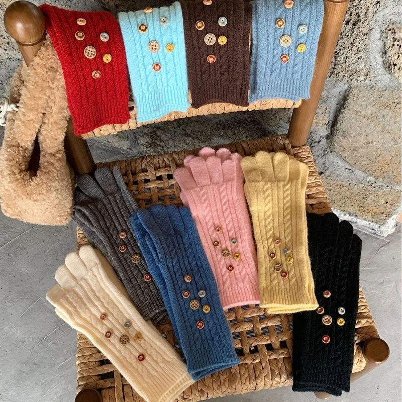 2026 Fall Winter Women's Knit Gloves - Ins Style Thick Warm Coldproof Cycling Daily Casual Cap