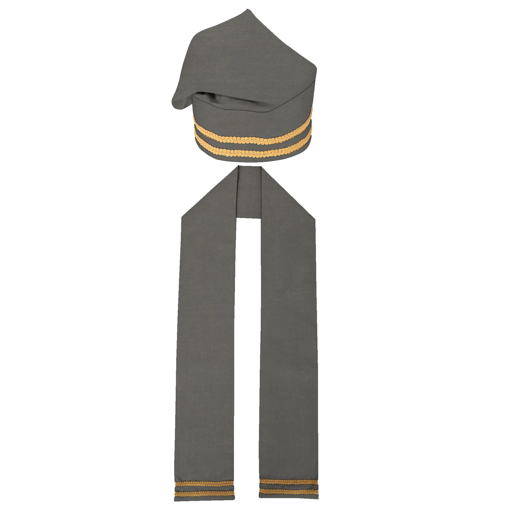 Solid African Agbada Hat & Stole Scarf Set Gold Lace Trimming Men Ethnic Fashion Accessory For Celebration Occasions  WYB1118