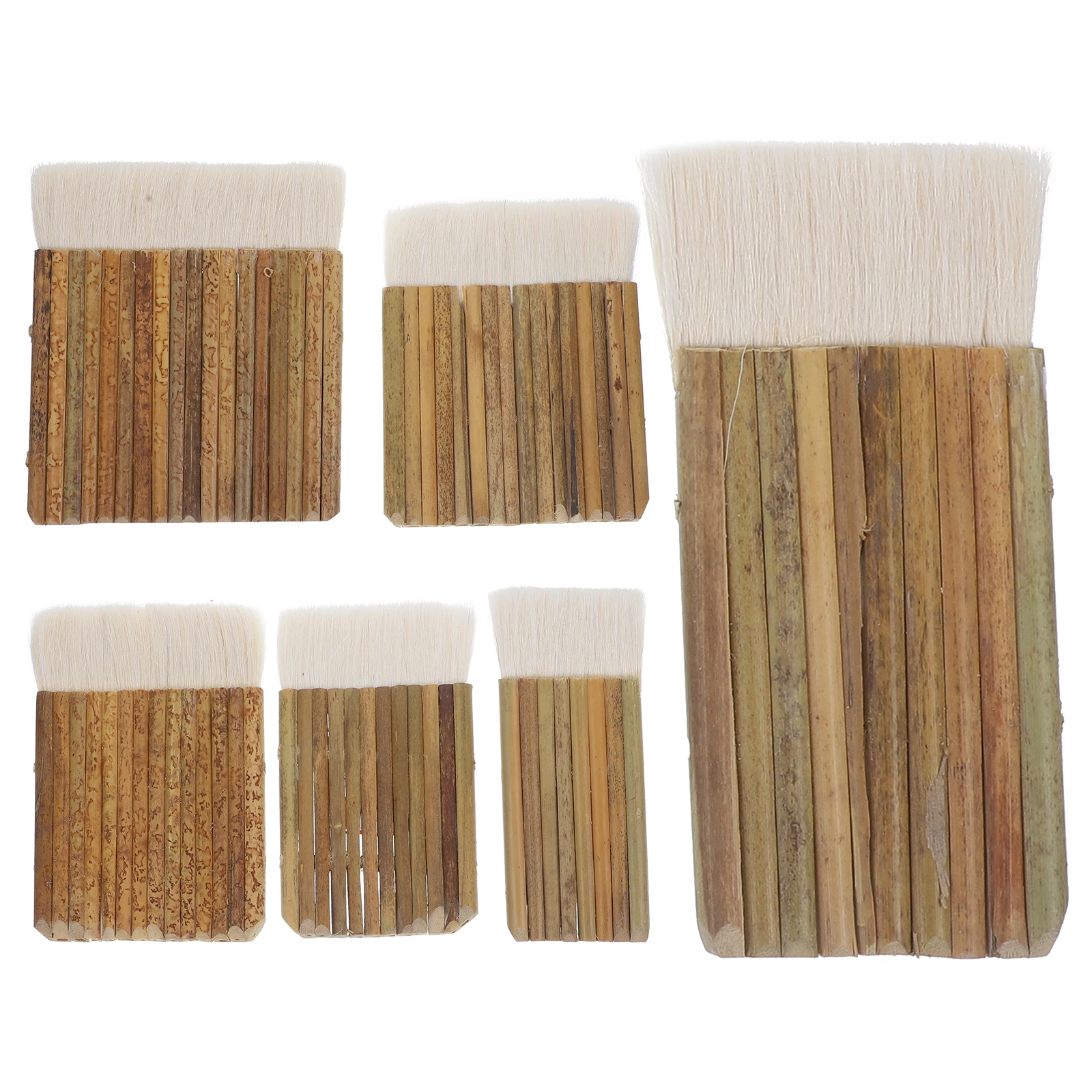 

6pcs 6 Wooden Wool Paintbrushes Durable Sheep Hair for Painting Crafts Chip Brush Furniture Wall Art Chip Brush Set