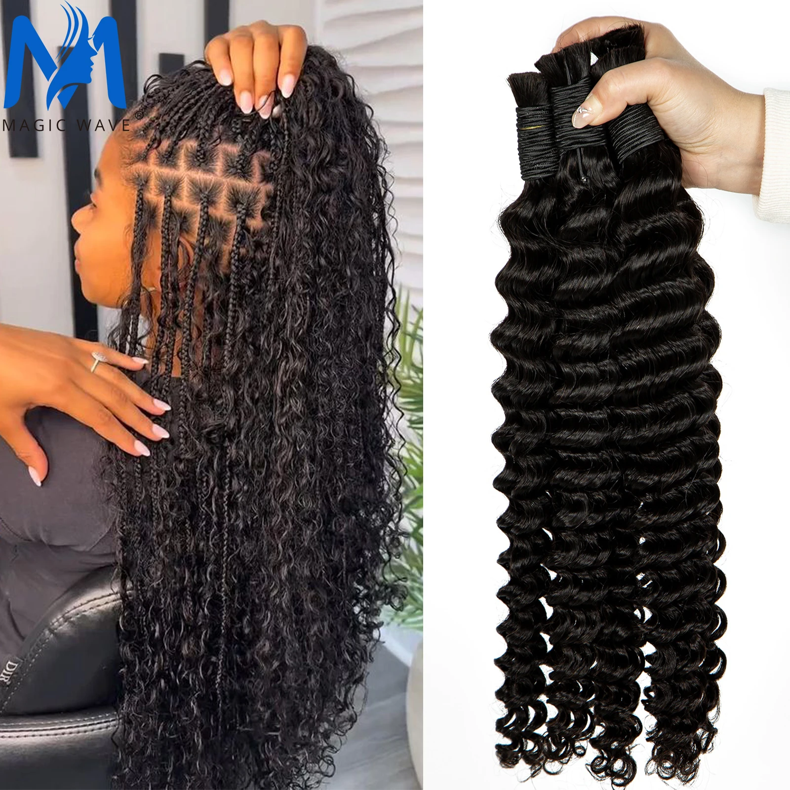 

Deep Wave Bulk Human Hair for Braiding No Weft Boho Braids Raw Human Hair Extensions for Braids Women Bulk Human Braiding Hair