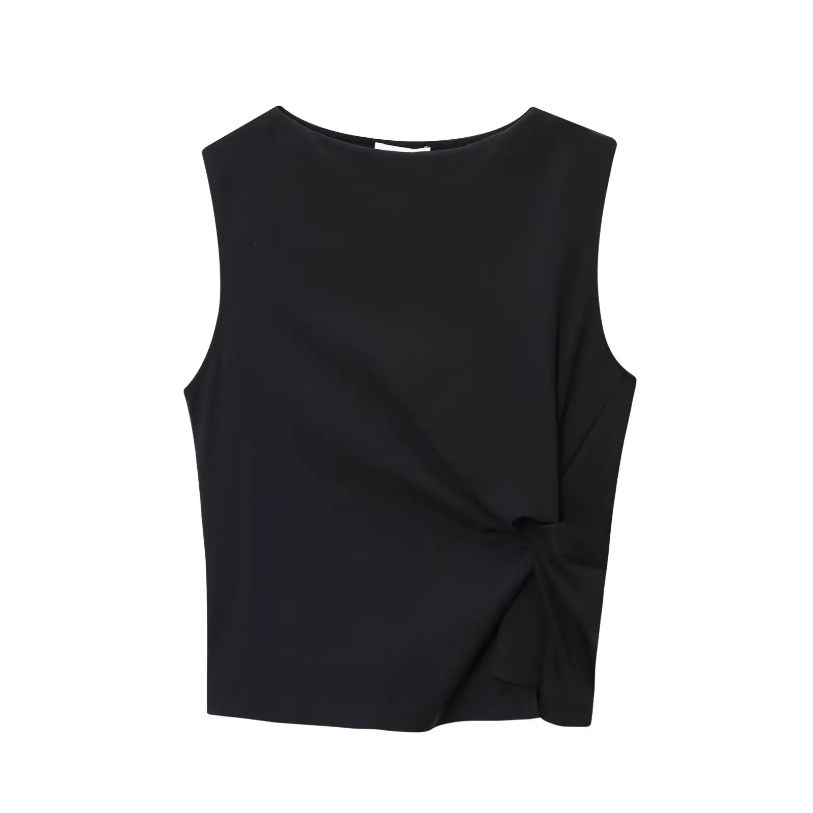 JNLEAOG Spring New Women's Fashion Set Sail Collar Pleated Texture Vest Versatile Splice Slim Fit Polyester Fiber Outerwear