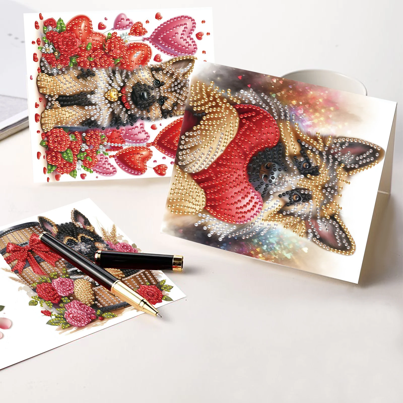 6Pcs Diamond Painting Greeting Cards Kit,DIY Lovely dogs Handmade Festival Greeting Diamond Art Birthday Creative Cards - view 6