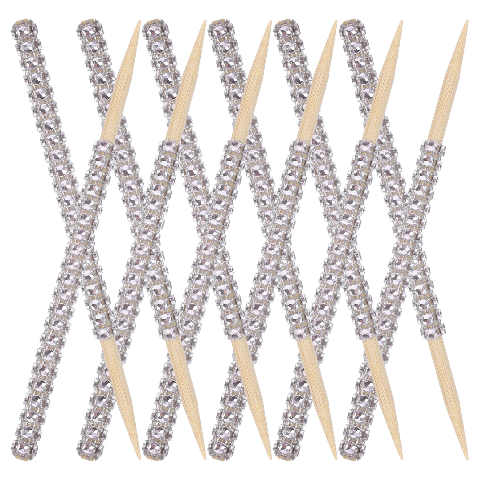 

12pcs Decorative Candy Sticks Rhinestone Apple Cake Pops Lollipop Picks Sparkle Party Festival Dessert Tools Acrylic Wooden