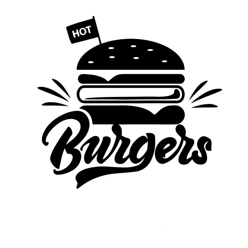 Hot Burger Wall Sticker for Hamburger Store Fast Food Shop Sign Decal for Kitchen Room Decal Window Sticker Restaurant Sign C340