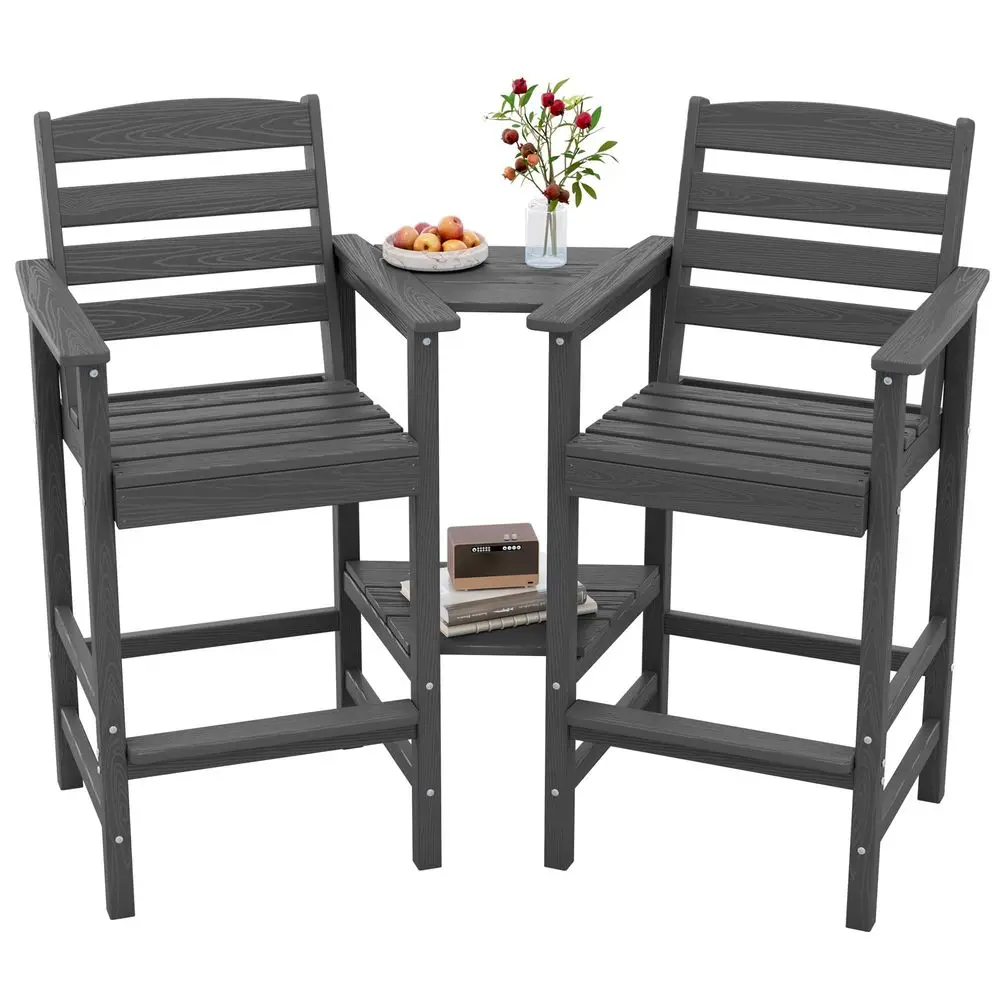 

Tall Adirondack Chairs Set of 2 with Connecting Table, Grey