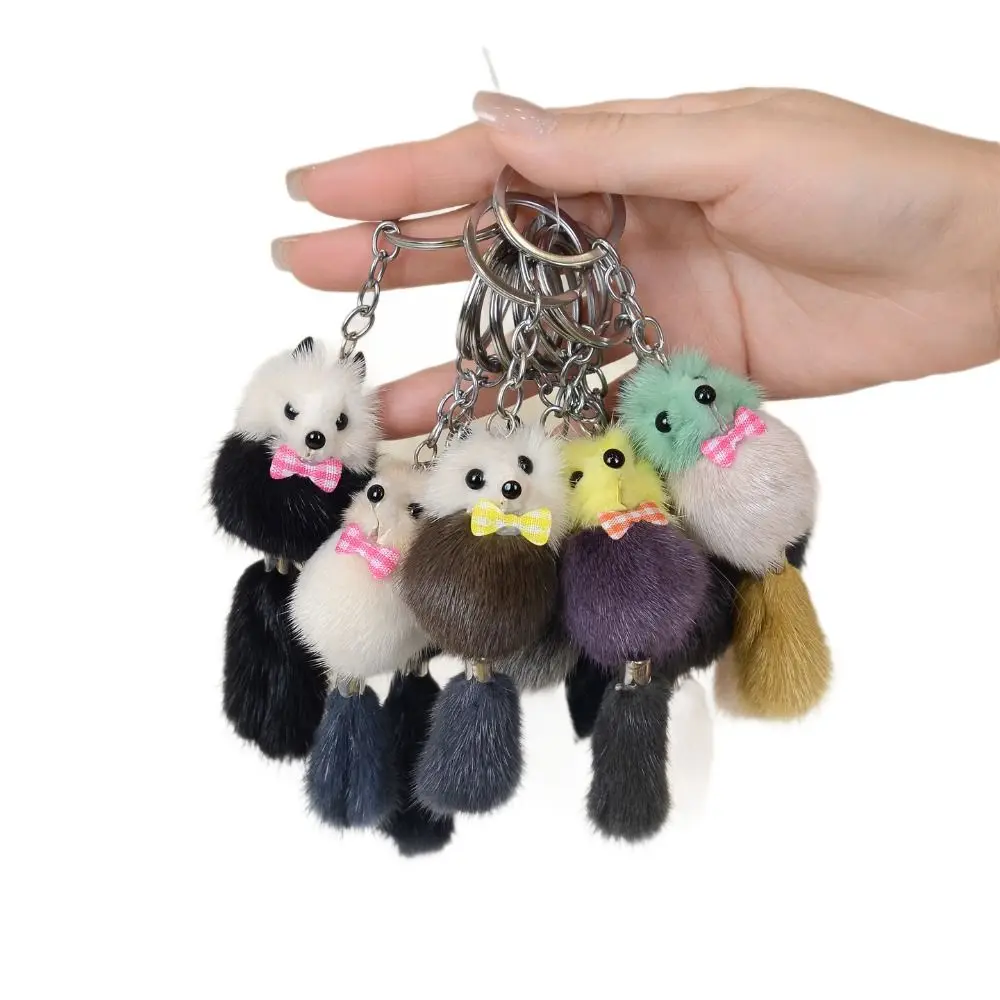 10PCS Cute Mink Fur Mink Fur Keychain Mini Size Soft Touch Fox Pendant Lightweight Lifelike Bag Charm Car Keys