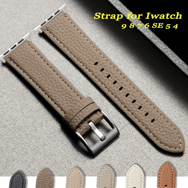 Litschi-Muster Leder für Apple WatchStrap Serie 38 40 41 mm 42 44 45 49 mm Handgelenk für Iwatch Ultra 10 9 8 7 6 SE 5 Business-Band