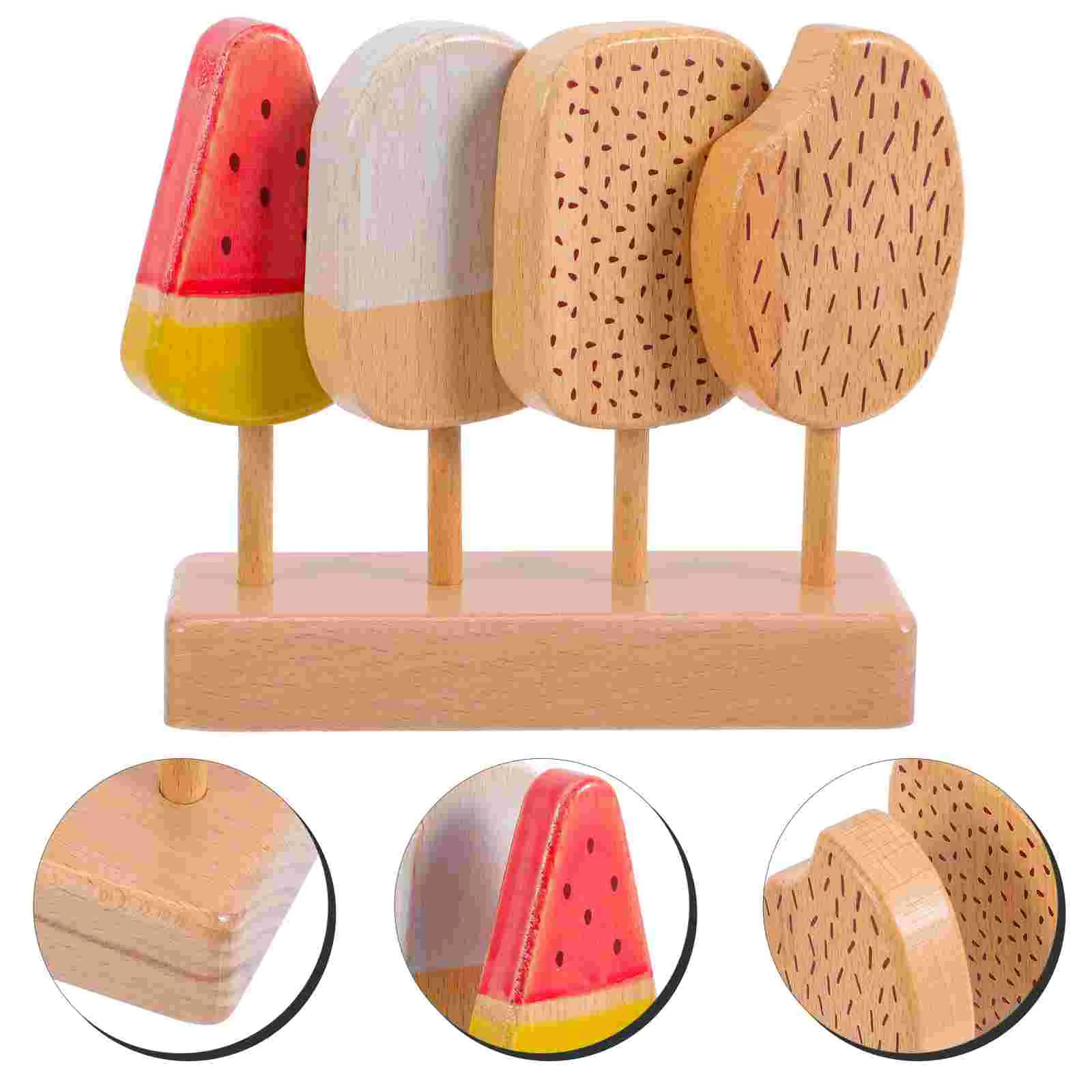 

Beech Popsicles Pretend Play Wood Ice Cream Wooden for Kids Children Food Toy Realistic Children’s Toys