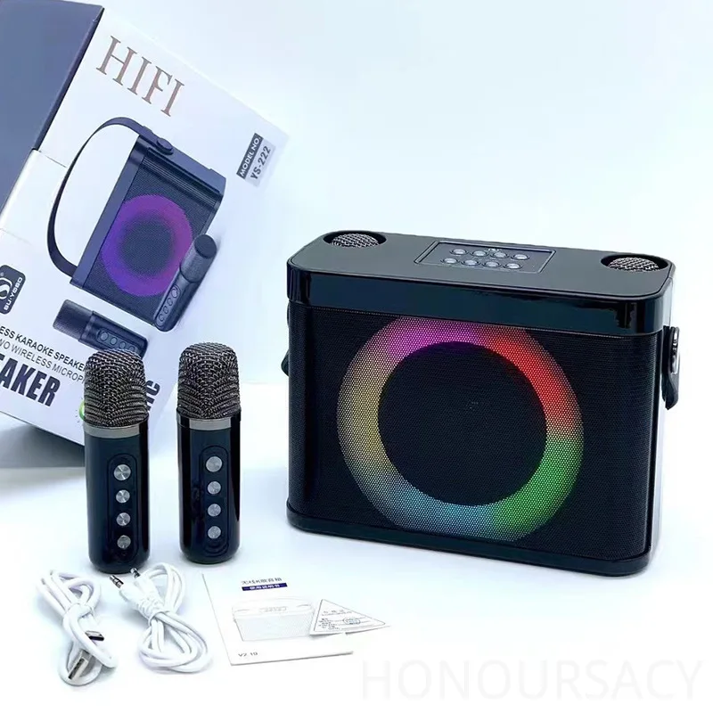

Fun Voice Change Wireless Karaoke Machine HIFI Stereo Bluetooth5.3 Speaker With 2 Mic USB/AUX Outdoor Portable Event Party Gifts