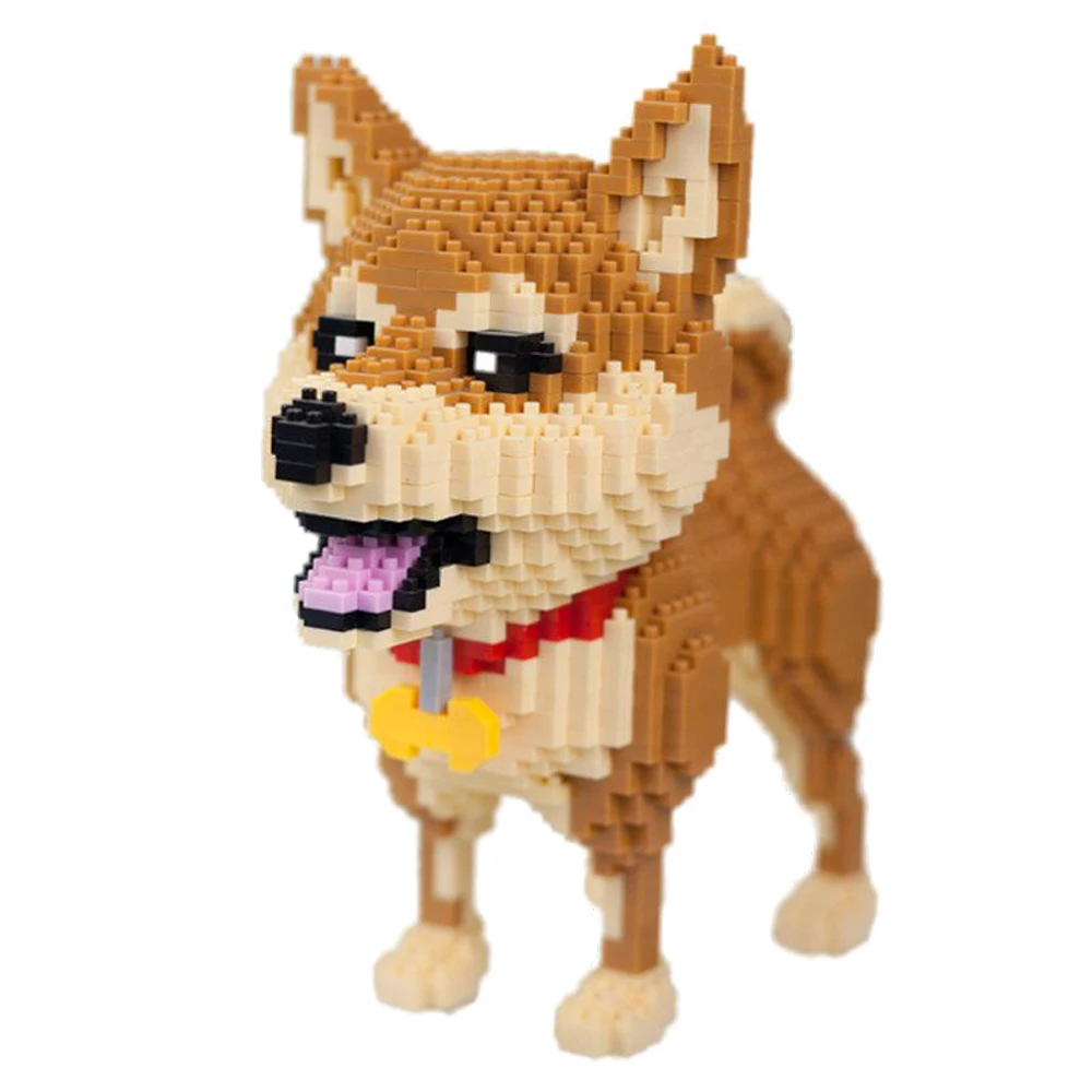 KNEW BUILT Shiba Inu Dogs Model Micro Mini Building Blocks: Educational Recreation Toys for Pet Lover Gifts and Husky Decor