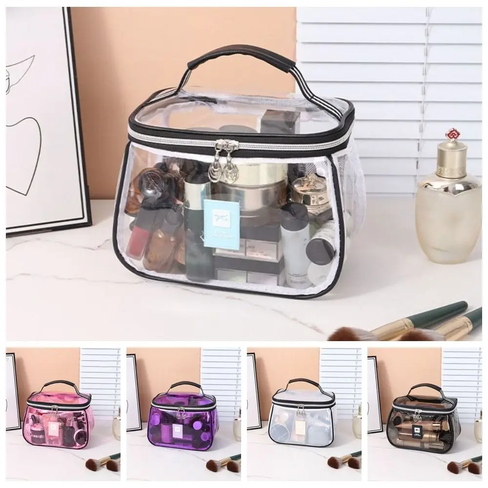 

New PVC Wash Bag Large Capacity Waterproof Cosmetic Bag Handheld Transparent Toiletry Storage Organizer Women