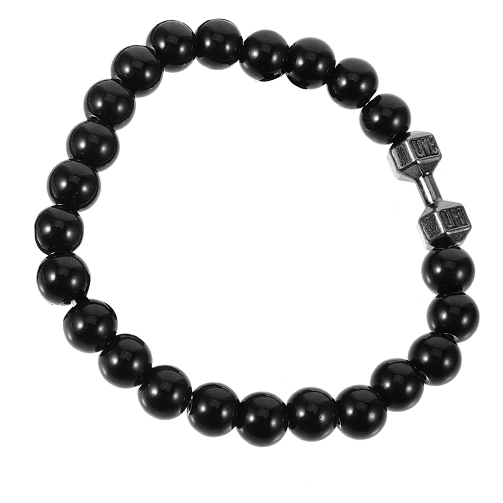 Gimnasio para hombres, pulsera de cuentas con mancuernas ponderadas, joyería con cuentas negras, ejercicio, muñeca, peso, alivio de la fatiga de la mano, Zinc duradero