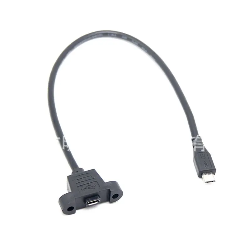 30cm 50cm Micro USB Extension Cable With Ears and Screw Holes For Android Phones Micro USB Male to Female Bent Data Cable