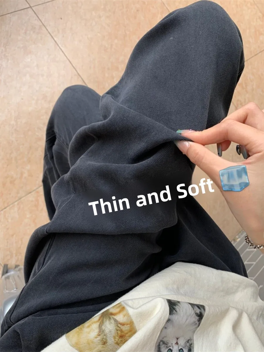 

Прямые джинсы с драпировкой Bla, женские тонкие осенние свободные брюки больших размеров с широкими штанинами и высокой талией длиной до пола