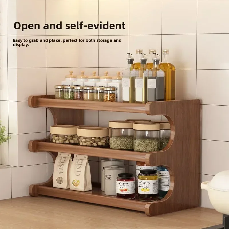 Kitchen Rack Household Countertop Multifunctional Seasoning Storage Rack Countertop Multi-layer Vertical Dust Storage Rack