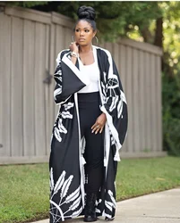 African Popular Cotton Printed Summer Women Beach Bikini Loose Cover Up Kuwait Muslim Lady Ramada Robe Long Cardigans