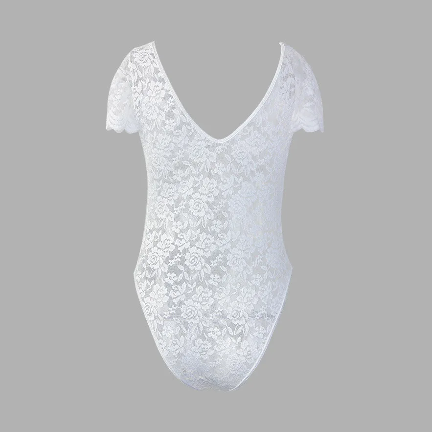 2025 nieuwe effen kleur V-hals kant kant perspectief schoonheid terug pure verlangen sexy babes panty 10512