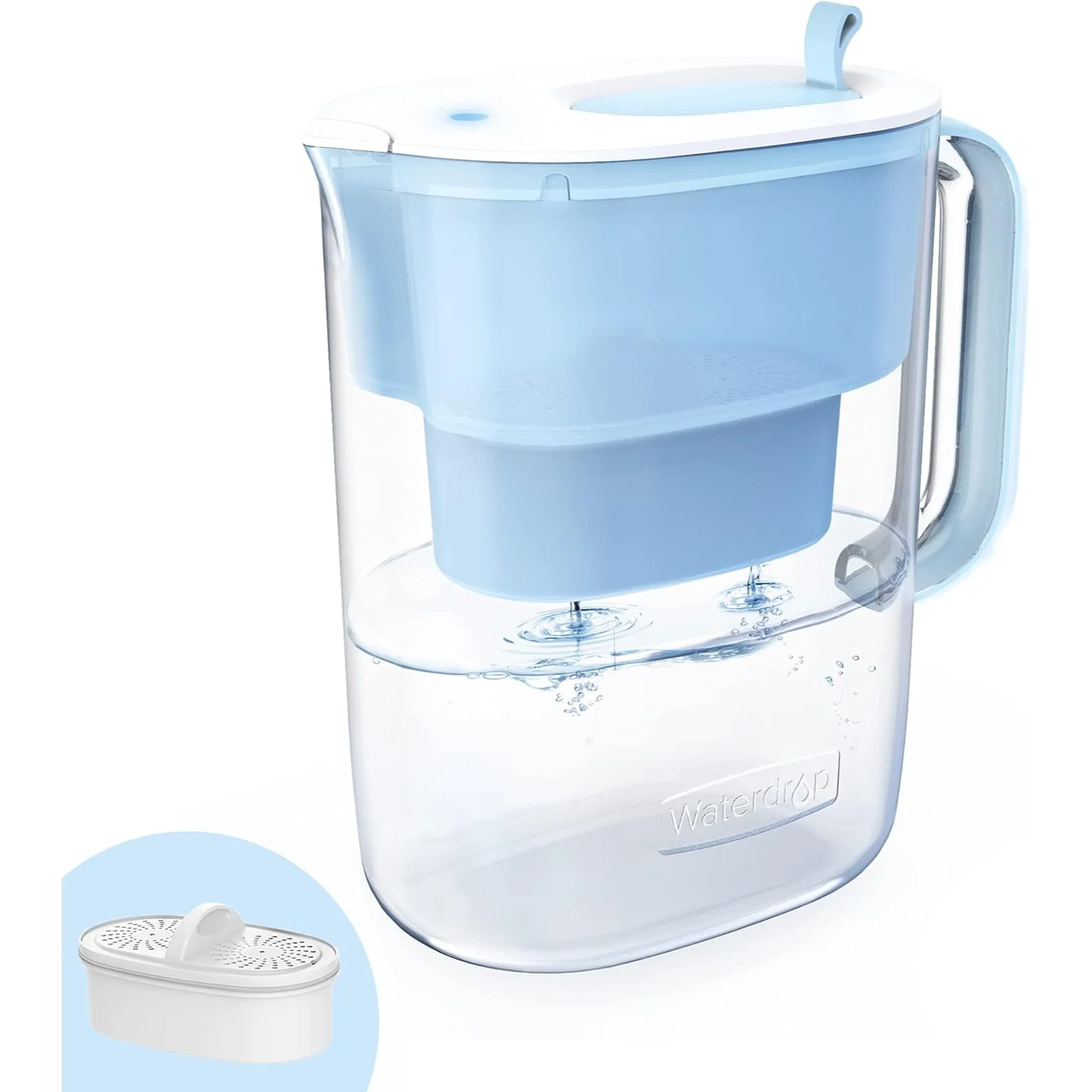 

Waterdrop 200-Gallon Long-Life 10-Cup Water Filter Pitcher with 1 Filter, NSF Certified, Reduces Chlorine, BPA Free, Blue