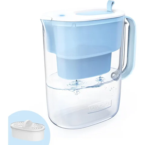 Waterdrop 200-Gallon Long-Life 10-Cup Water Filter Pitcher with 1 Filter, NSF Certified, Reduces Chlorine, BPA Free, Blue
