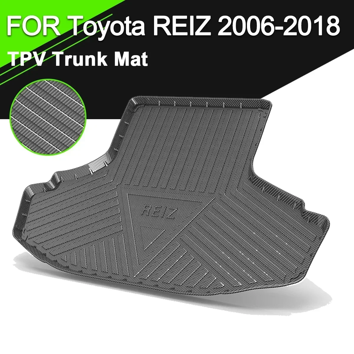 

Car Rear Trunk Cover Mat TPV Waterproof Non-Slip Rubber Cargo Carbon Fiber Pattern Liner Accessories For Toyota REIZ 2006-2018