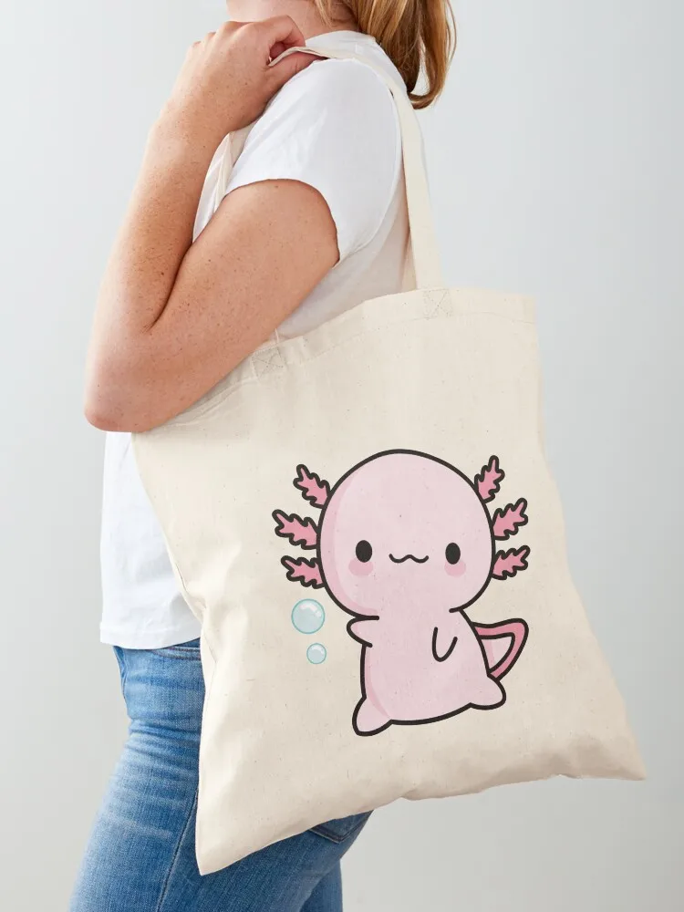 Cute Axolotl Salute Tote Bag Reusable bags hand bags supermarket folding bag personalized tote