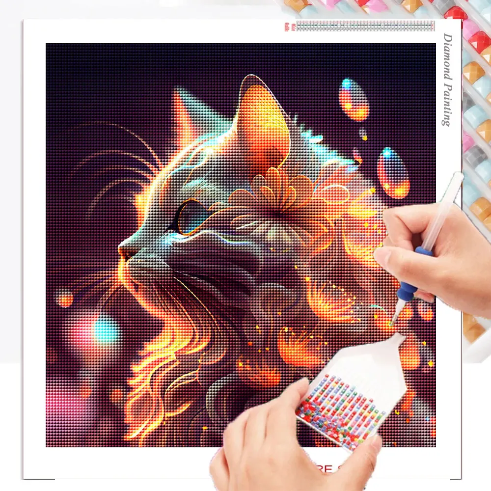 FIYO 5d Diy Diamond Painting New Collection 2023 Cat Butterfly Square/round Embroidery Animal Fantasy Mosaic Home Decoration