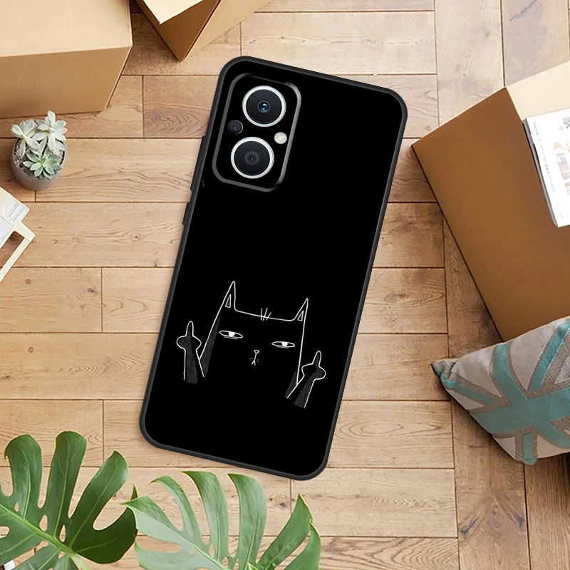 حافظة فنية مضحكة لطيفة على شكل قطة لهاتف OPPO Reno 13F 14F 12F 10 11 12 13 14 Pro 7 8 Lite OPPO Find X6 X5 X8 X9 Pro
