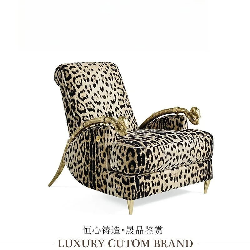 Italian light luxury pure copper snakehead sofa chair high-end hotel villa living room home luxury single backrest leisure chair