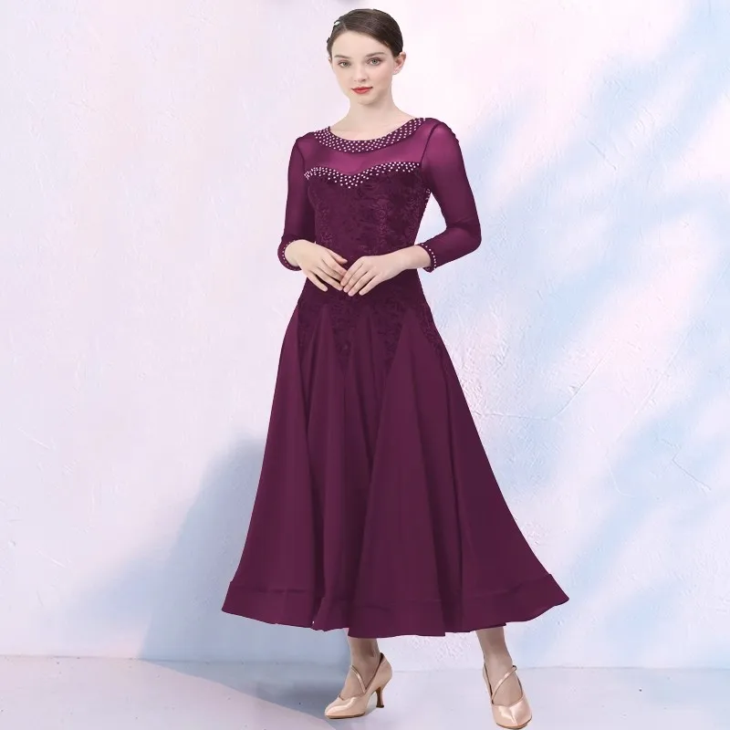 Eleganckie suknie balowe damskie na rok 2025, standardowe stroje do walca na zawody, ekskluzywne nowoczesne kostiumy sceniczne.