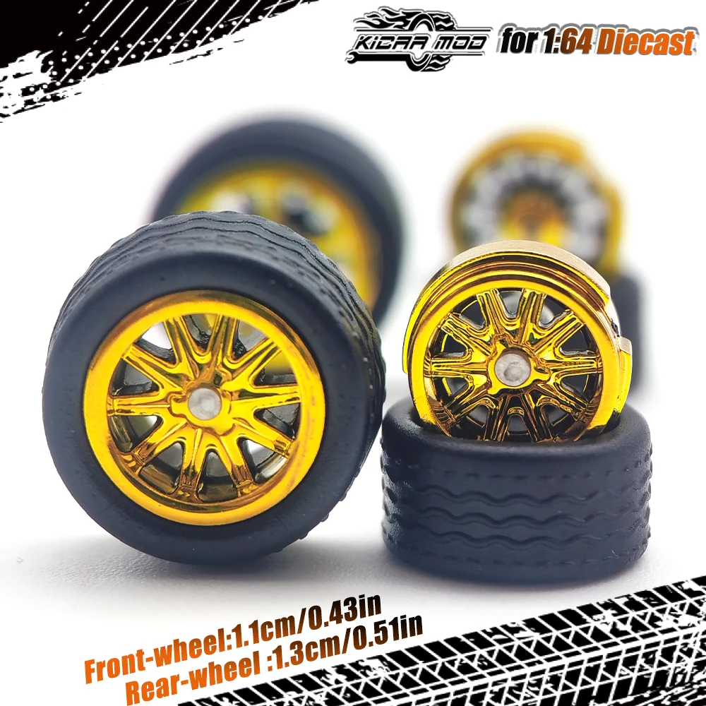 1/64 Modellauto-Räder mit abnehmbaren Gummireifen, zehn Speichen, Umbauteile für Matchbox Tomica D:11mm+13mm 1 Set – Detail 13