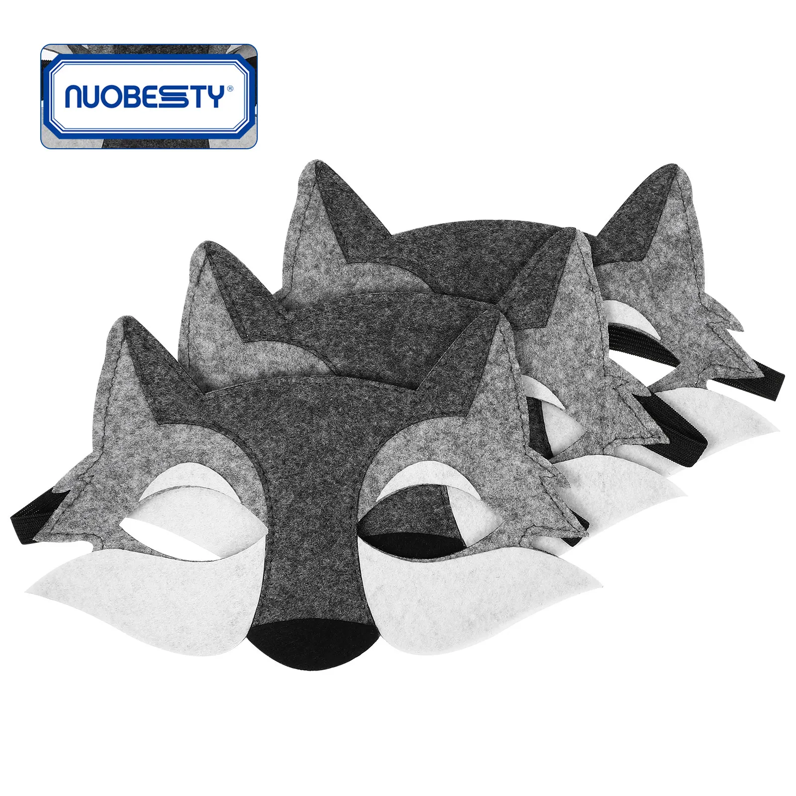 3pcs Dress- Up Party Supplies Wolf Halloween Masks Plastic Felt Half Face Cosplay Accessories Cosplay