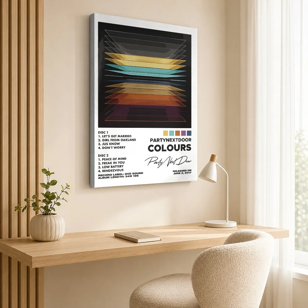 PartyNextDoor Colours Album Cover Art Framed Canvas Print Poster Custom Retro Music Wall Art for Bar Decor Gift for Collectors