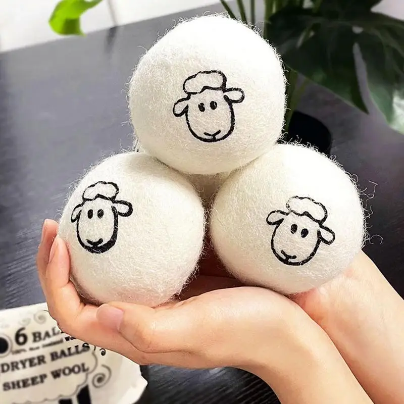 6pcs Reusable Wool Dryer Balls Clothes Ball 7cm Drying Washing Balls Home Wool Dryer Balls Washing Machine Accessories