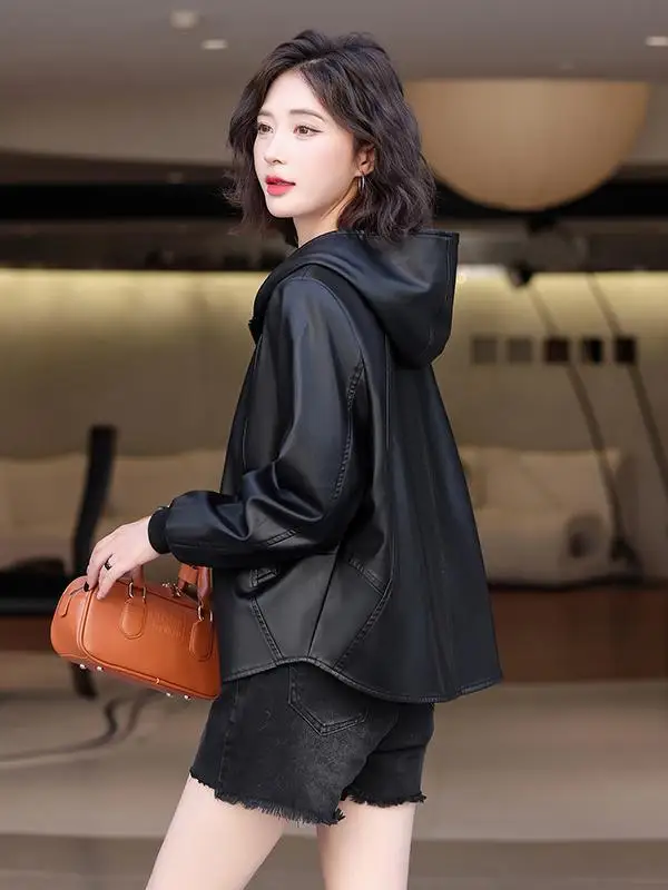   Ning 本革ジャケット レディース シープスキン ルーズフィット 韓国風 多用途レザーベスト 秋冬新作