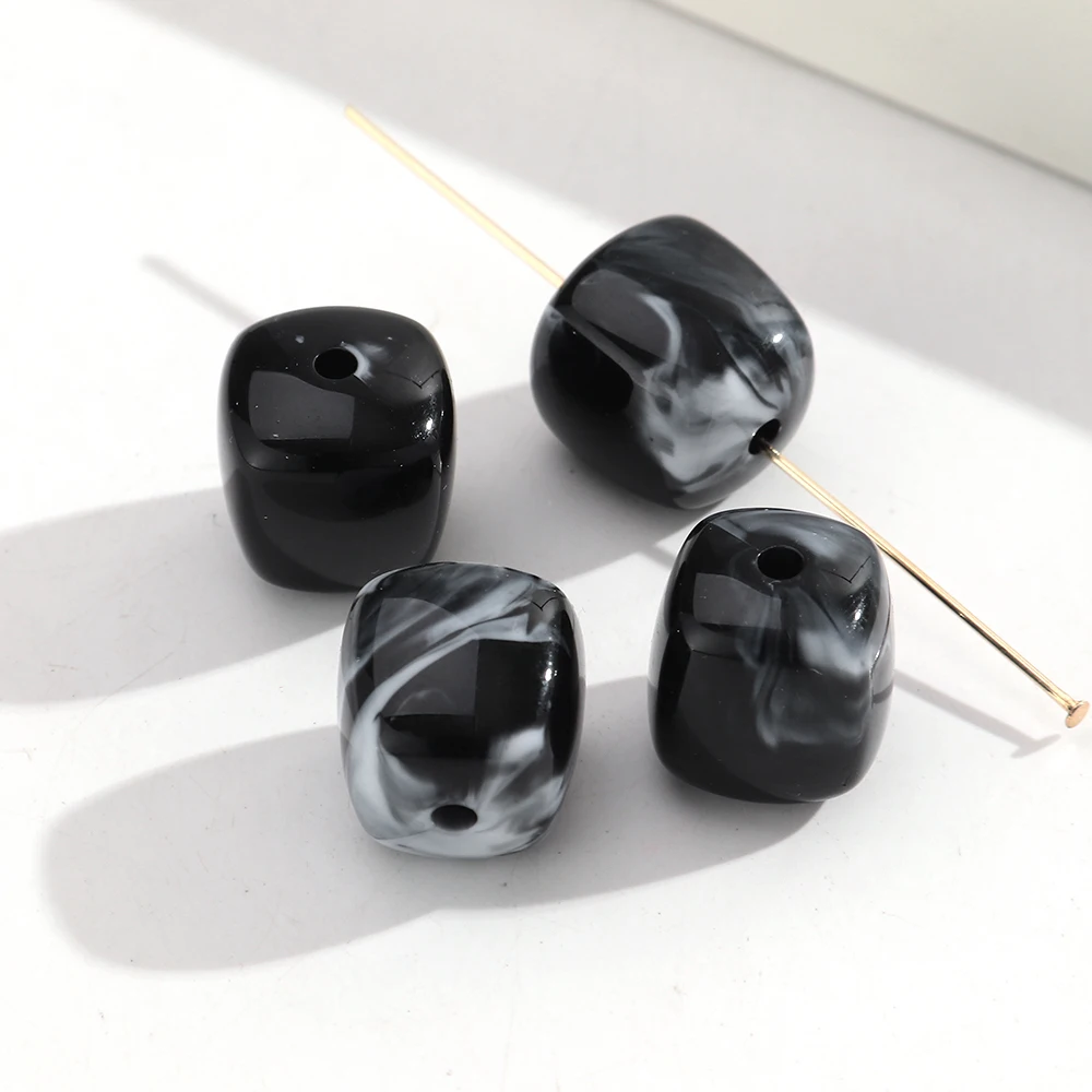10 stks Marmer Kleur Acryl 16x17mm Vierkante Kubus Vorm Losse Spacer Kralen voor DIY Sieraden Armband Ketting Oorbellen Accessoires