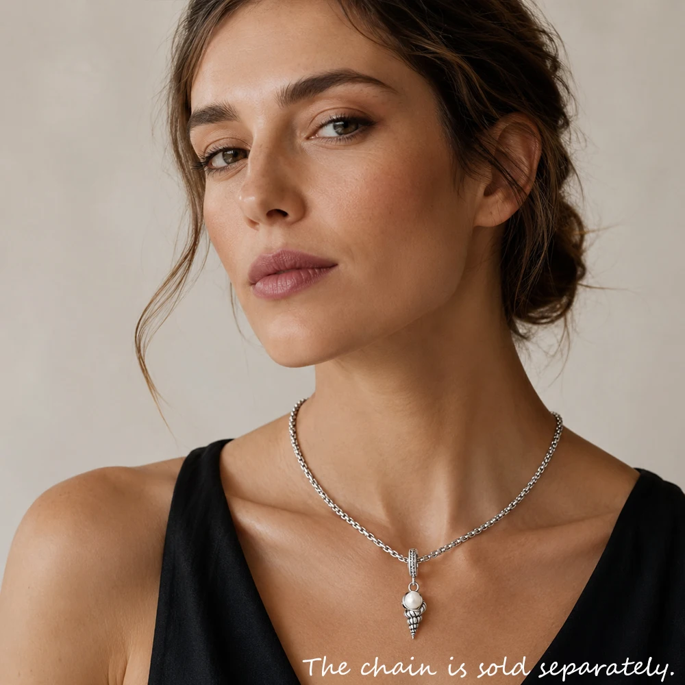 Charm Pendant Shell With Freashwater Pearl New Fine Jewelry 925 Sterling Silver Oceans Gift For Women Men