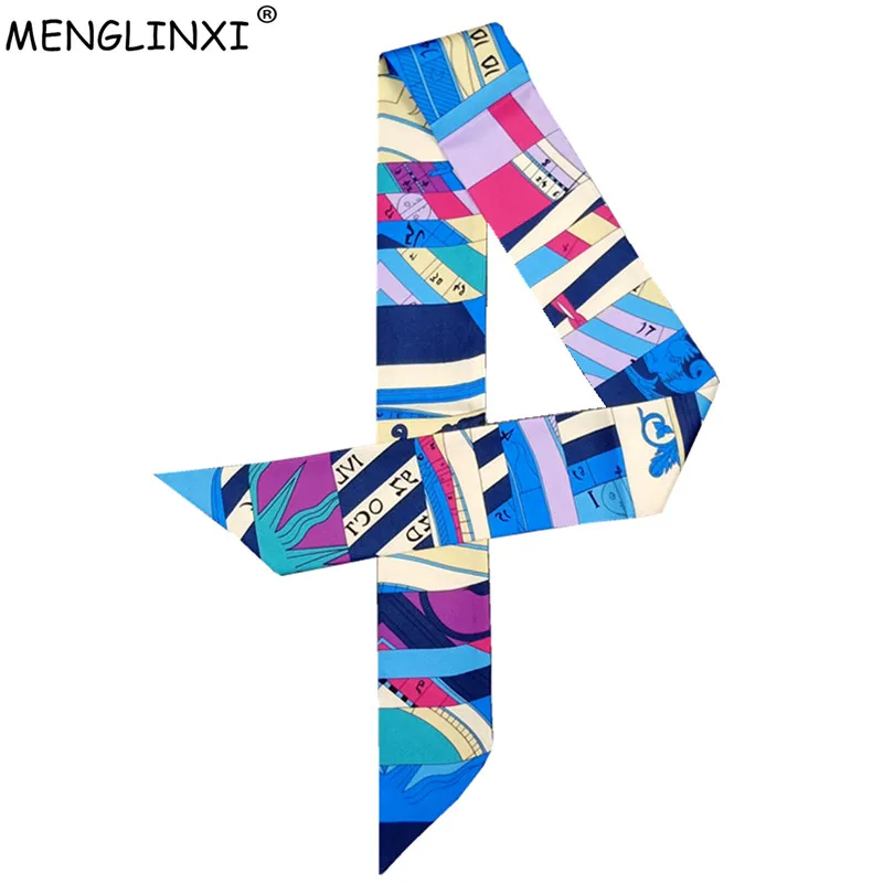 2024 New Skinny Scarf Letter Plaid Printing Silk Scarf For Women Luxury Brand Foulard Women Tie Fashion Head Scarves For Ladies