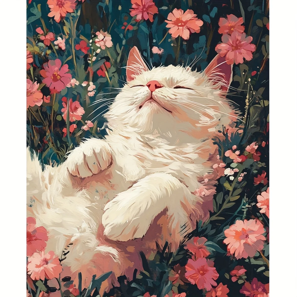 quebra-cabeca-de-500-1000-1200-2000-pecas-gato-branco-com-flores-ideal-para-iniciantes-lazer-e-entretenimento-decoracao-de-parede-para-casa