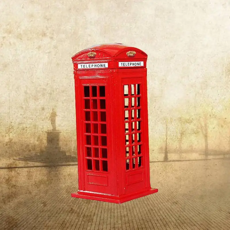 Description Picture 4 of item15cm Decoration London Telephone Booth Money Box Mailbox Ornament Piggy Bank Metal Crafts for Kids Home Christmas Decoration
