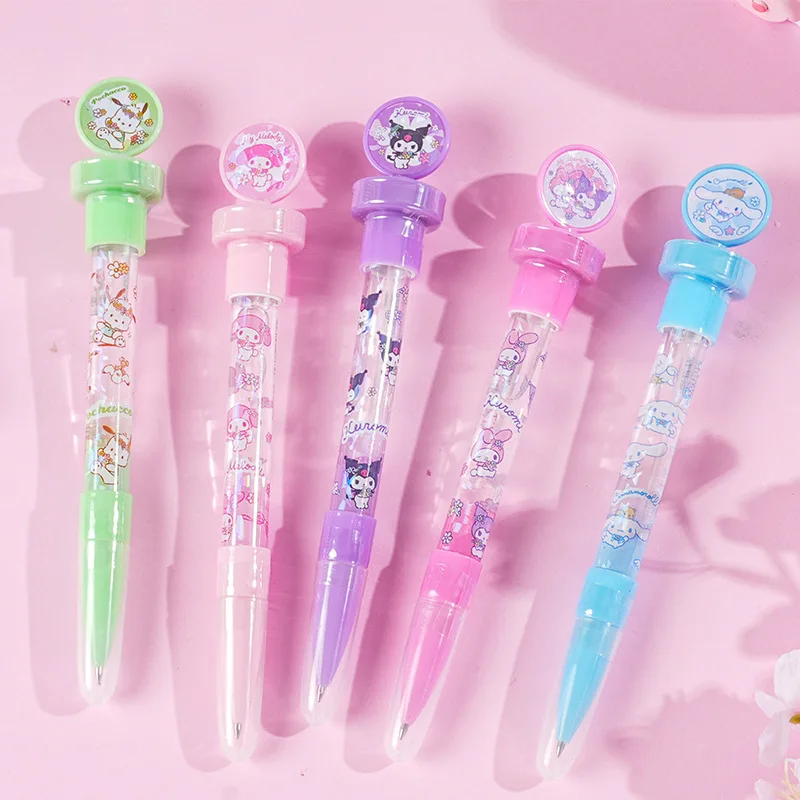 25 pcs/lot Sanrio Kawaii Kuromi Melody Cinnamoroll Seal Bubbles Ballpoint Pen Cute Ball Pens School Office Writing Supplies