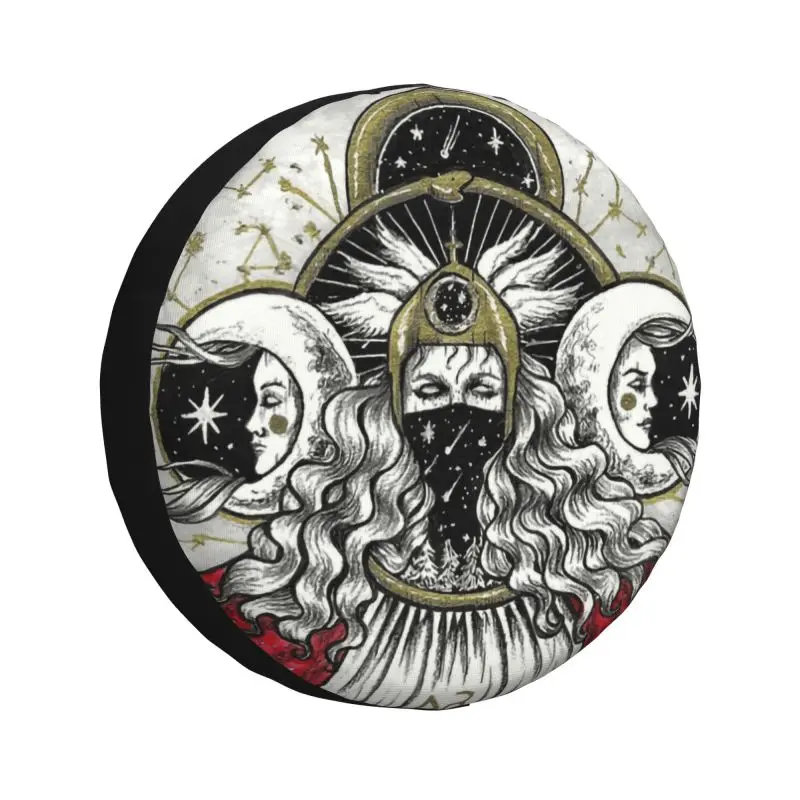 Triple Moon Goddess Spare Wheel Tire Cover for Grand Cherokee Pentagram Pagan Wiccan Jeep RV SUV Camper Vehicle Accessories