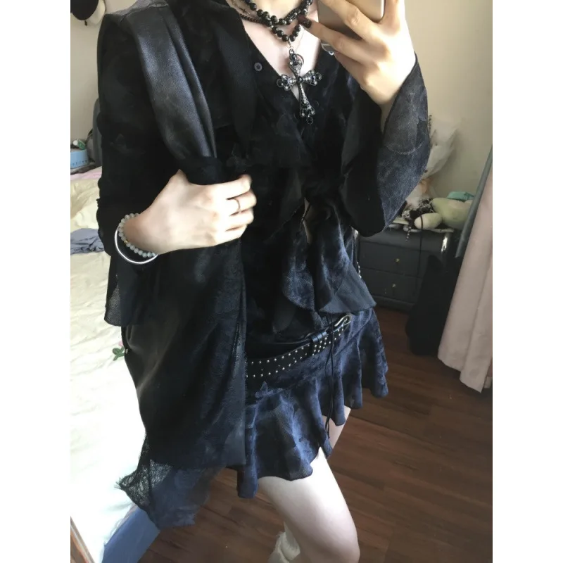 الخريف الرجعية الساخن فتاة نمط ثقافة فرعية تكدرت فستان التخسيس جديد مثير حزام انقطاع التعادل صبغ تنورة