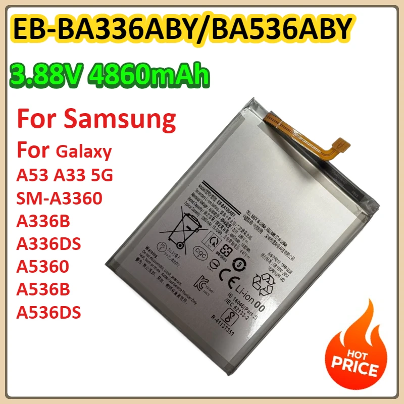 

4860 мАч EB-BA336ABY BA536ABY для Samsung Galaxy A53 A33 5G SM-A3360 A336B A336DS A5360 A536B A536DS Аккумулятор для мобильного телефона