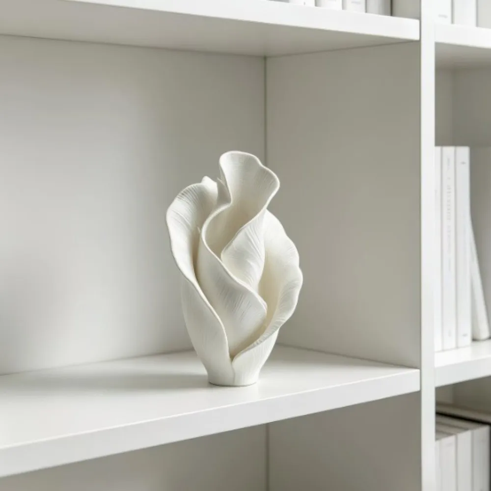 Personality Nordic Style Flower Vase 3D Printed Art Ornaments Desktop Decoration Creative Irregular Petal Statue Tabletop