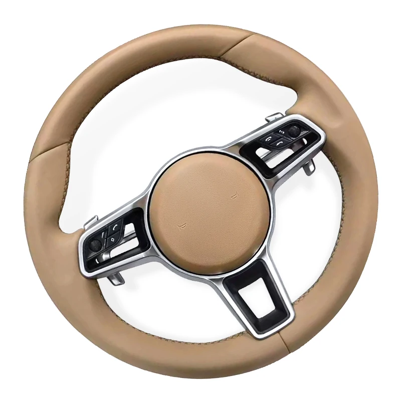 

Full Leather Steering Wheel for Porsche Cayenne Boxster Panamera Cayman 911 991 970 997 981 987 958 718 Steering Wheel Assembly