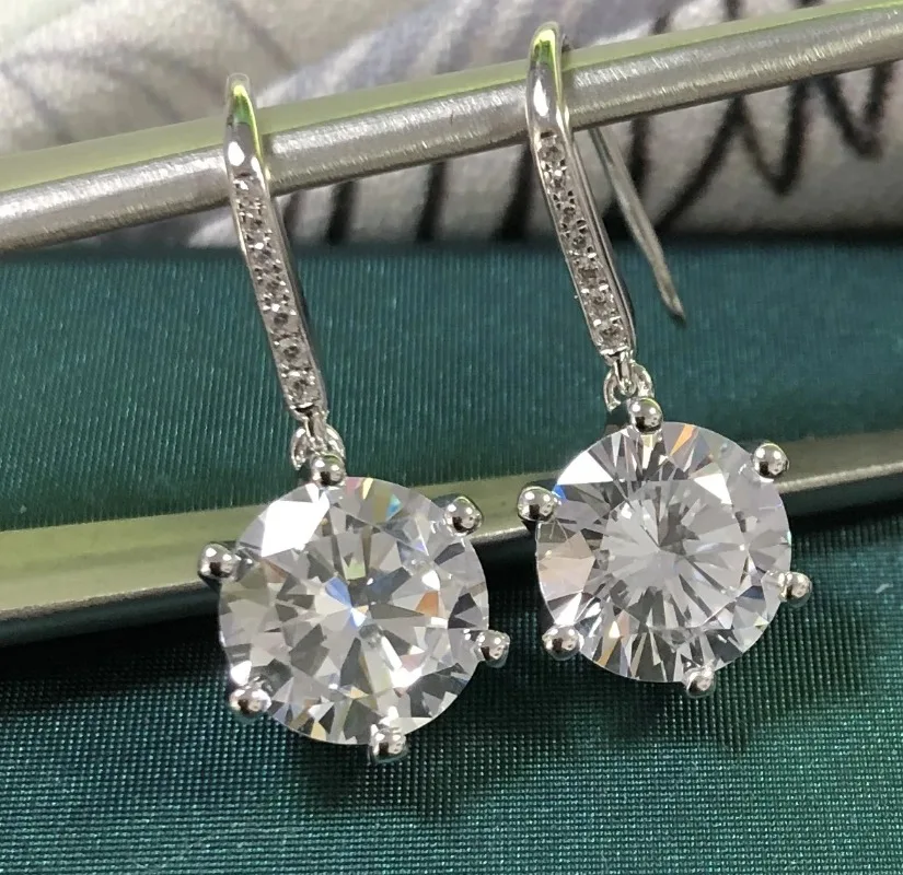 

Elnar Jewelry Super 3Ct/each 9.0mm Round Cut D Moissanite Women Earrings Solid 18K White Gold Engagement Fine Jewelry G18K E065
