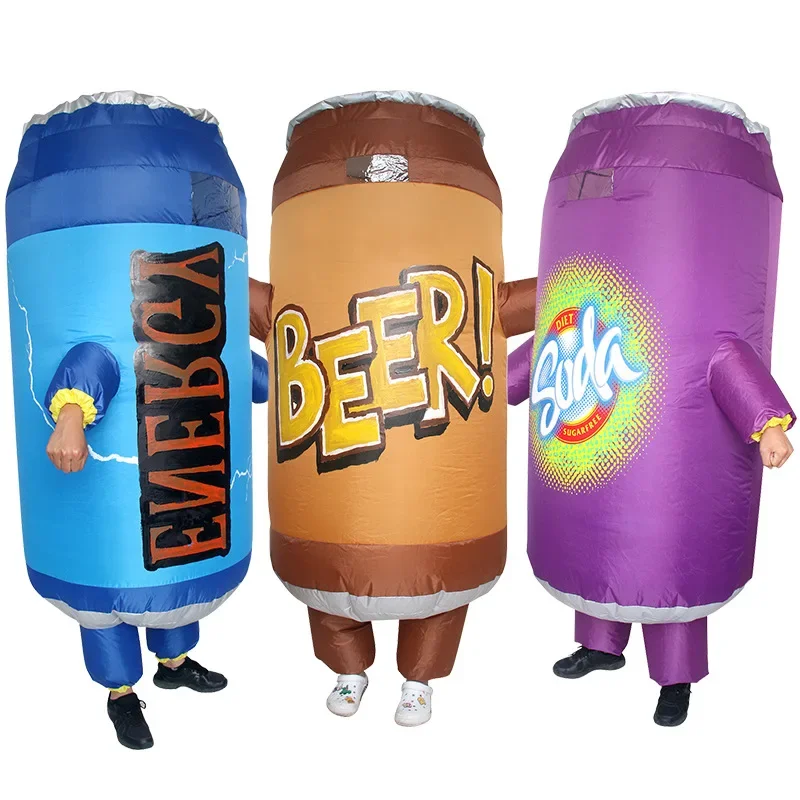 Beer Can Inflatable Costume for Adult Octoberfest Halloween Cosplay Mascot Air Blow Up Suit Funny Women Men Party Dress Clothes