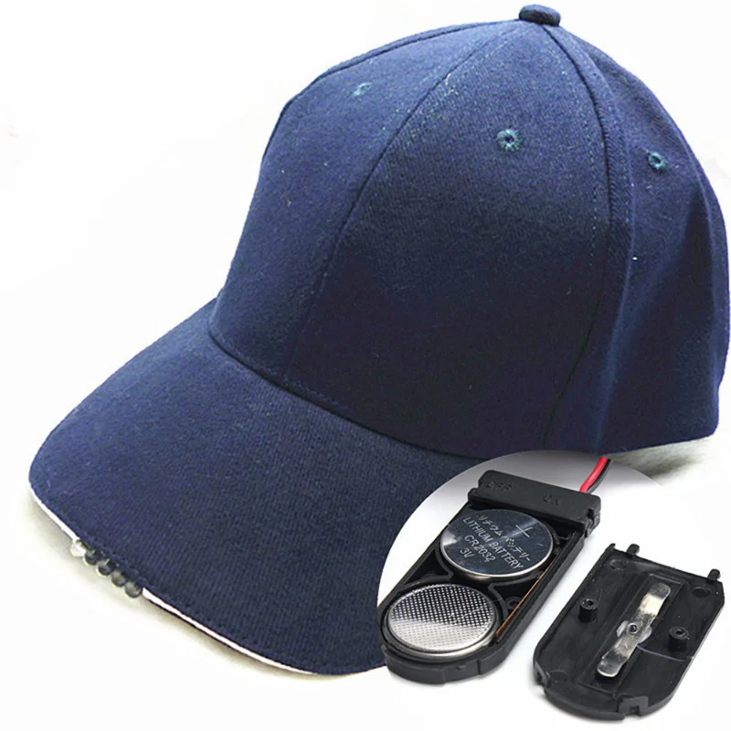 Gorra con linterna LED para exteriores, gorro de béisbol con linterna LED alimentada por batería para pesca, Jogging y senderismo