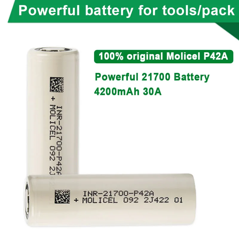 Original Molicel P42A 21700 4200mah li ion battery 30A / 45A INR21700 3.7V cell lithium batteries for flashlight Big Power